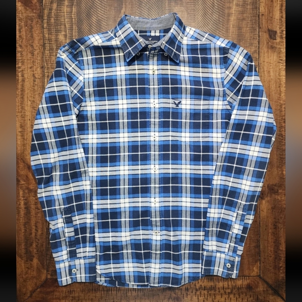 American Eagle Outfitters Classic Fit Plaid Button Down Mens Shirt Sz Small NEW!